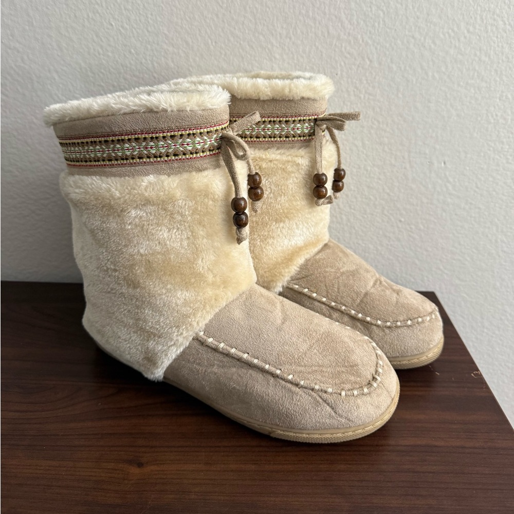 AirWalk Tan and Cream Cozy Faux Fur Boots
